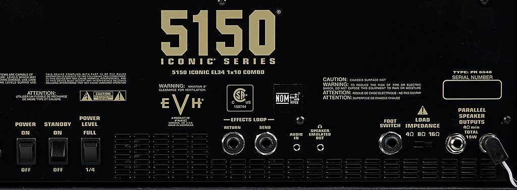 EVH 5150 Iconic 15W EL34 Comboバックパネル