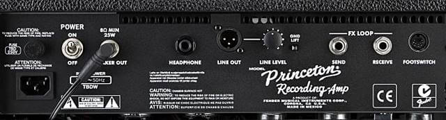 Fender Princeton Recording Ampのバックパネル