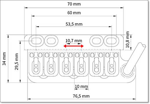 VT1 Ultra Tremの弦間ピッチは10.7mmです。